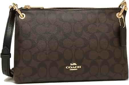 【美品】COACH COACH WOMENS MIA CROSSBODY IN SIGNATURE CANVAS F76646 (Brown-Black